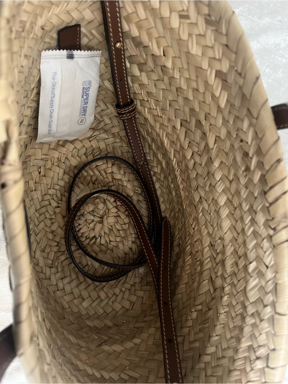 Jimmy Choo Brown Leather-Trim Natural Woven Tote - Picture 9 of 9